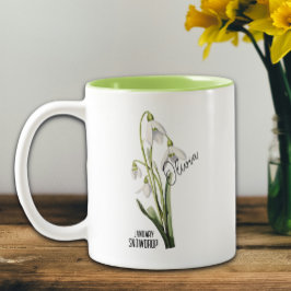 Geburtsmonat Januar Snowdrop Name Zweifarbige Tasse