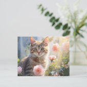 Geburtsmonat Juni Rosen und Katze Postkarte (Stehend Vorderseite)
