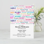 Geburtsmonat November Einladung (Stehend Vorderseite)