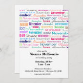 Geburtsmonat November Einladung (Vorne/Hinten)