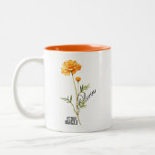 Geburtsmonat Oktober Blume Marigold Name Zweifarbige Tasse (Links)