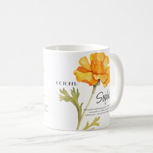 Geburtsmonat Oktober Blume Personalisiert Kaffeetasse (VorderseiteRechts)