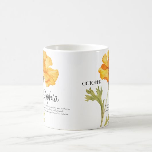 Geburtsmonat Oktober Blume Personalisiert Kaffeetasse (Mittel)