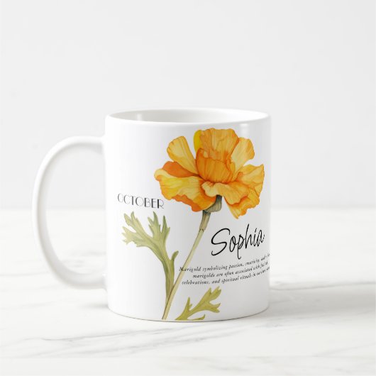 Geburtsmonat Oktober Blume Personalisiert Kaffeetasse (Links)