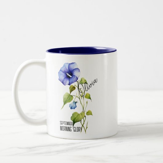 Geburtsmonat September Blume Name Zweifarbige Tasse (Links)