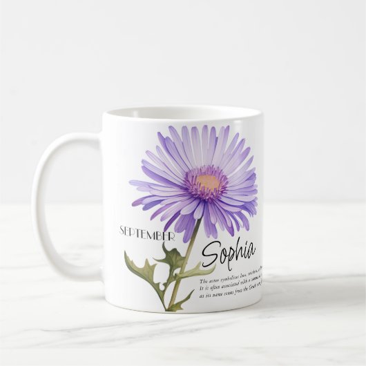 Geburtsmonat. September Blume Personalisiert Kaffeetasse (Links)