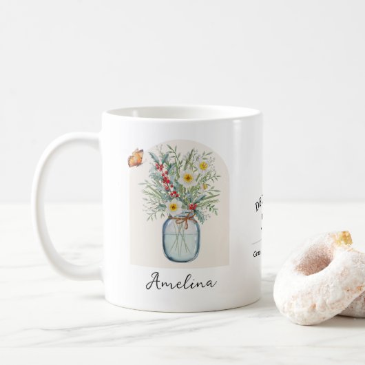 Geburtsmonats-Blumen-Tasse Dezember Kaffeetasse (Mit Donut)