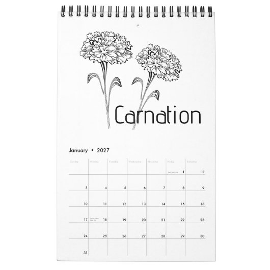 Geburtsmonats-Blumenkalender Kalender (Jan 2027)