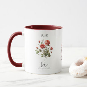 Geburtsmonatsblume Juni rote Rose Geburtstagsgesch Tasse