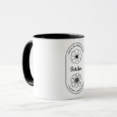 Geburtsmonatsblume Oktober Cosmos Ringelblume Tasse (Vorderseite Links)