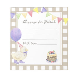 Geburtsnachricht der Ente Notizblock