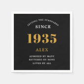 Geburtsname 1935 Black Gold Elegant Chic Serviette (Vorderseite)