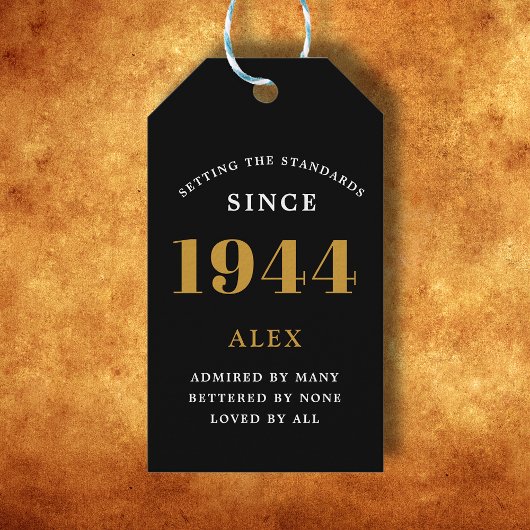 Geburtsname 1944 Black Gold Elegant Chic Geschenkanhänger