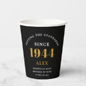 Geburtsname 1944 Black Gold Elegant Chic Pappbecher (Vorderseite)