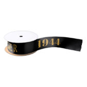 Geburtsname 1944 Black Gold Elegant Chic Satinband (Spule)