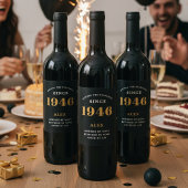 Geburtsname 1946 Black Gold Elegant Chic Weinetikett