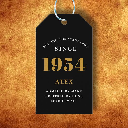 Geburtsname 1954 Black Gold Elegant Chic Geschenkanhänger