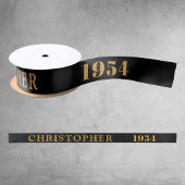 Geburtsname 1954 Black Gold Elegant Chic Satinband