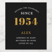 Geburtsname 1956 Black Gold Elegant Chic Weinetikett (Einzelnes Label)