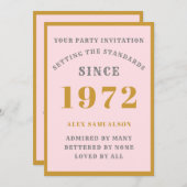 Geburtsname 1972 Elegant Chic Pink Gold Einladung (Vorne/Hinten)