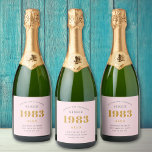 Geburtsname 1983 Rosa Gray Elegant Chic Schaumweinetikett<br><div class="desc">Ein personalisiertes,  elegantes Champagnerlabel,  das sich leicht an diesen besondere Anlass anpassen lässt.</div>