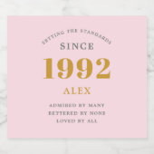 Geburtsname 1992 Rosa Gray Elegant Chic Schaumweinetikett (Einzelnes Label)