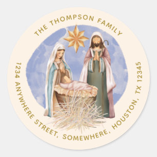 Geburtsname Adresse Gold Text Cream Runder Aufkleber