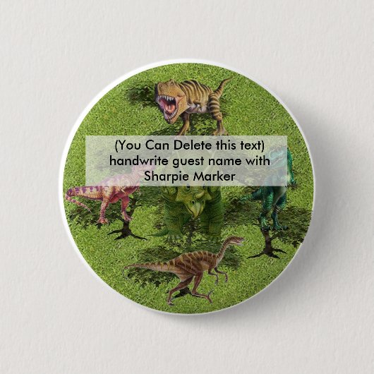 Geburtsname Button Favoriten für Dinosaurier-Party (Vorderseite)