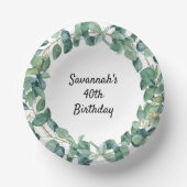 Geburtsname Eukalyptus-Grünkranz Pappteller (Vorderseite)