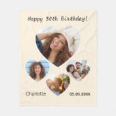 Geburtsname Foto Herzklebstoff Creme Fleecedecke (Vorderseite)