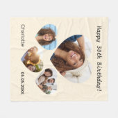 Geburtsname Foto Herzklebstoff Creme Fleecedecke (Vorderseite (Horizontal))