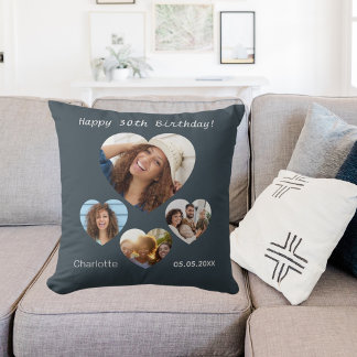 Geburtsname Foto Herzklopfen Holzkohle grau Kissen