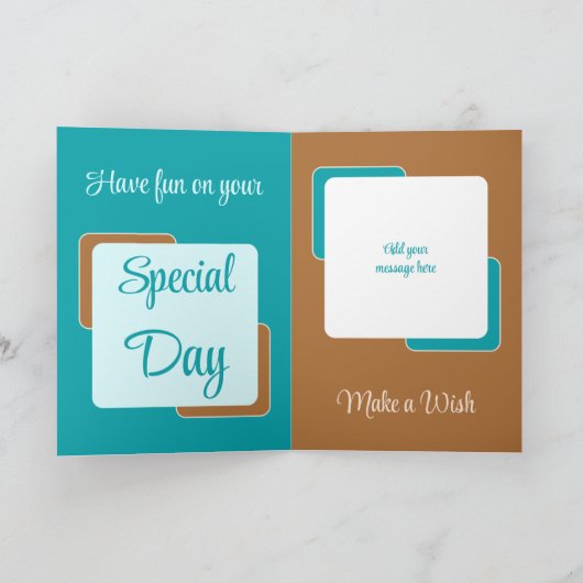 Geburtsname Foto Türkis Braun Geburtstag Karte (Innenseite)