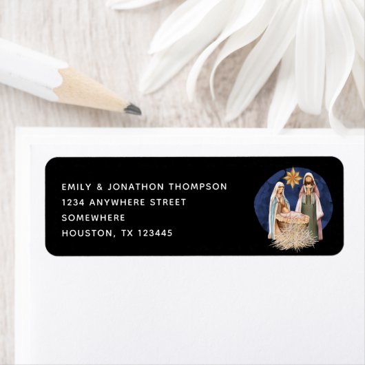 Geburtsname Rücksendeadresse Weihnachten Schwarz (Insitu)