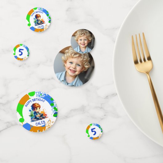 Geburtsname und Alter Personalisiertes Foto Konfetti (Gruppe)