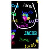 Geburtsname und Ballonbukett Kleine Geschenktüte (Rückseite)