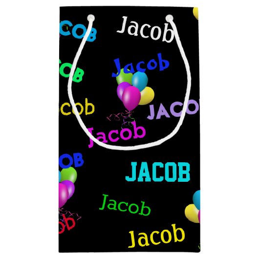 Geburtsname und Ballonbukett Kleine Geschenktüte (Rückseite)