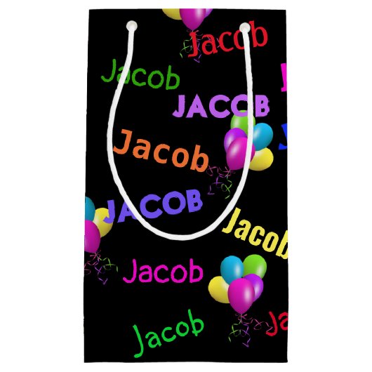 Geburtsname und Ballonbukett Kleine Geschenktüte (Vorderseite)