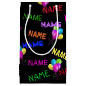 Geburtsname und Ballonbukett Kleine Geschenktüte (Vorderseite)