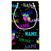 Geburtsname und Ballons in Sternen Kleine Geschenktüte (Rückseite)