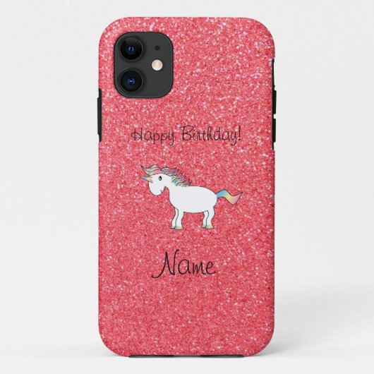 Geburtsname Unicorn hellrosa Glitzer Case-Mate iPhone Hülle (Rückseite)