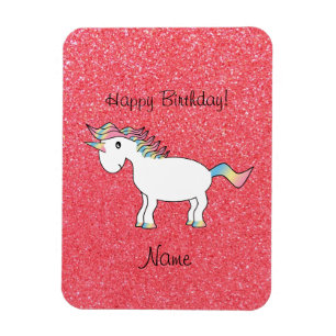 Geburtsname Unicorn hellrosa Glitzer Magnet