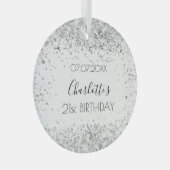 Geburtsname: Weißer Glitzer Ornament Aus Glas (Vorderseite Rechts)