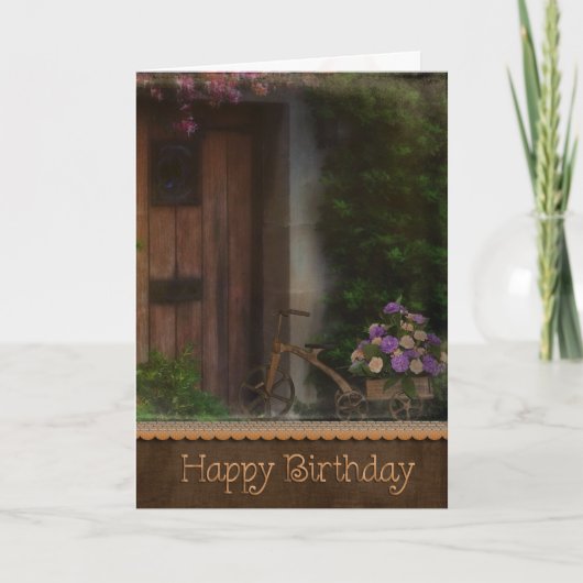 Geburtsnelken mit Dreirad Karte (Vorderseite)