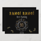 GEBURTSPARTEINVITATION - 60. - BANG BANG! EINLADUNG (Vorne/Hinten)