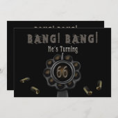 GEBURTSPARTEINVITATION - 66. - GUN PEWTER-BANG! EINLADUNG (Vorne/Hinten)