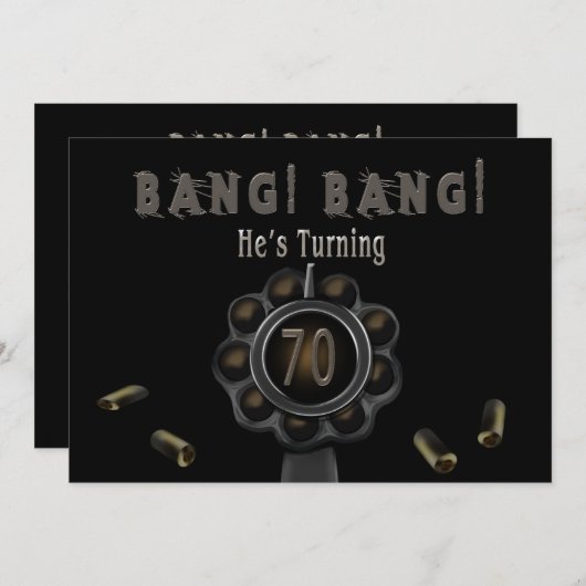 GEBURTSPARTEINVITATION - 70. - BANG! Zinn Einladung (Vorne/Hinten)