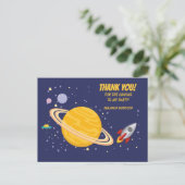 Geburtsplaneten und Raketenschiff im Weltraum Postkarte (Stehend Vorderseite)