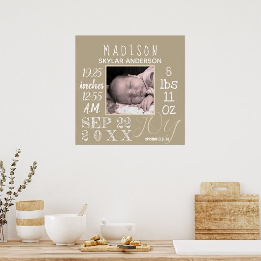 Geburtsstaate Schilderung Typografie Neutrales mod Poster (Küche)