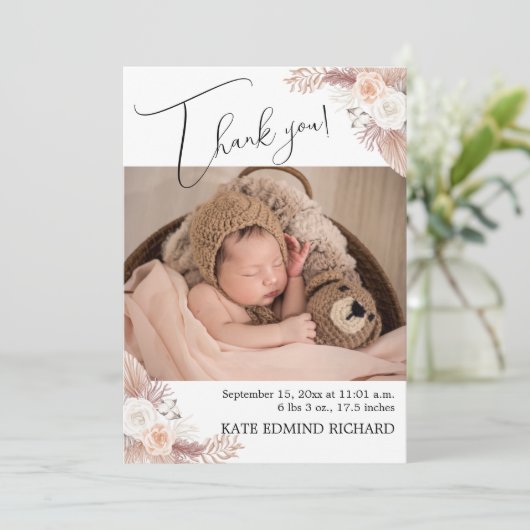 Geburtsstat 2 Foto Overlay Script Neugeborenes Bab Ankündigung (Stehend Vorderseite)